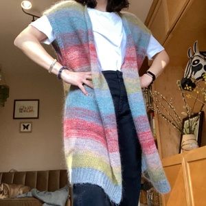 NWOT striped rainbow cardigan sweater
